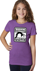 Girls Gymnastics T-shirt Warning Gymnast - Yoga Clothing for You