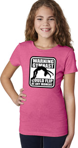 Girls Gymnastics T-shirt Warning Gymnast - Yoga Clothing for You