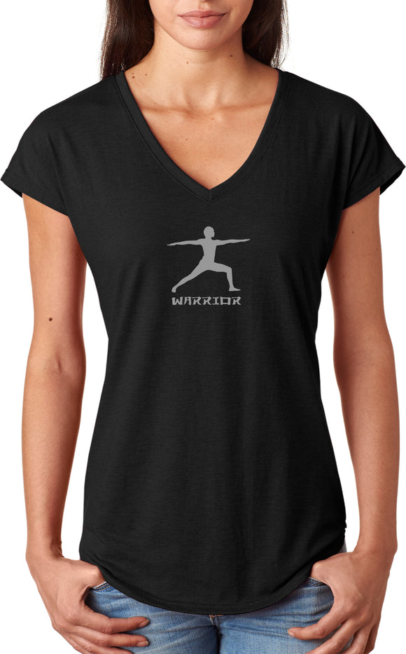 Warrior Pose Triblend V-neck Yoga Tee Shirt - Yoga Clothing for You