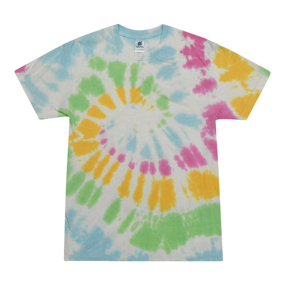 Tie Dye Multi Color Spiral Swirl Classic Fit Crewneck Short Sleeve T-shirt for Kids, Yosemite - Yoga Clothing for You