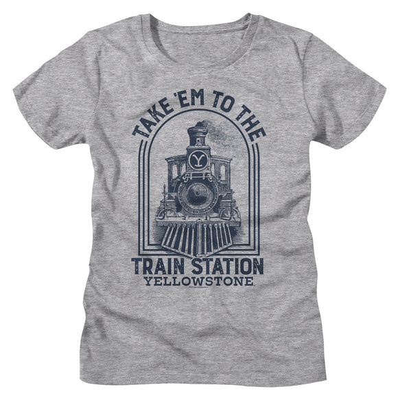 Yellowstone Ladies T-Shirt Take Em To The Train Station Tee - Yoga Clothing for You