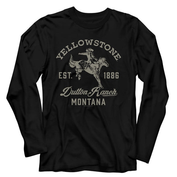 Yellowstone Long Sleeve T-Shirt Dutton Ranch Cowboy Black Tee - Yoga Clothing for You