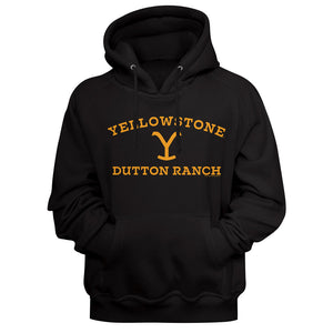 Yellowstone Dutton Ranch Yellow Logo Black Pullover Hoodie - Yoga Clothing for You
