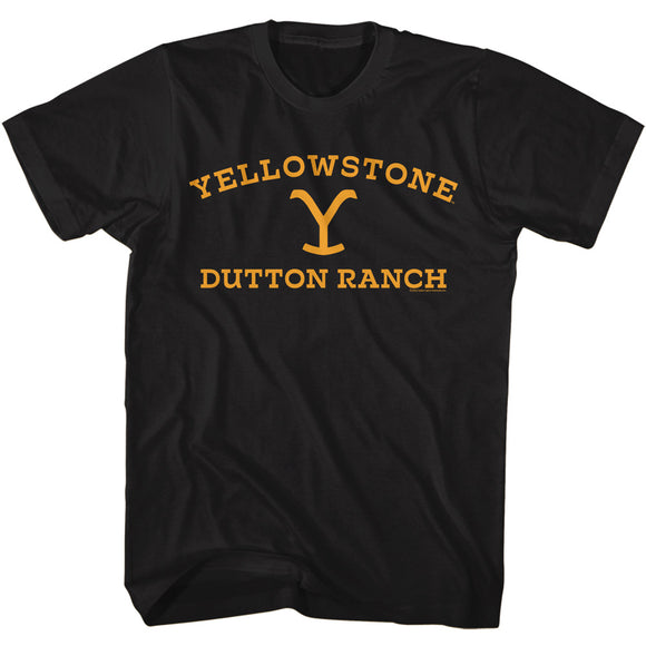 Yellowstone Dutton Ranch Yellow Logo Black Tall T-shirt - Yoga Clothing for You