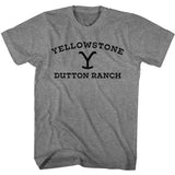 Yellowstone Dutton Ranch Black Logo Graphite Heather T-shirt - Yoga Clothing for You