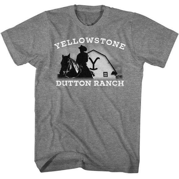 Yellowstone Dutton Ranch Black Logo Graphite Heather T-shirt - Yoga Clothing for You