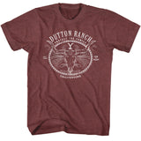 Yellowstone Dutton Ranch Cow Skull Logo Maroon Heather T-shirt - Yoga Clothing for You