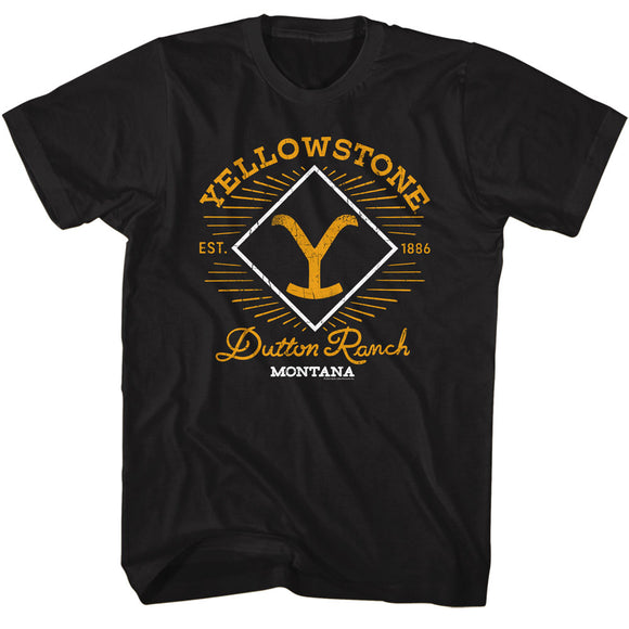 Yellowstone Dutton Ranch Montana Logo Black Tall T-shirt - Yoga Clothing for You