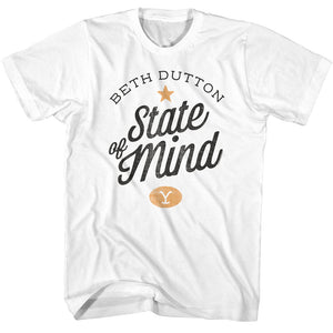 Yellowstone Beth Dutton State of Mind White T-shirt - Yoga Clothing for You