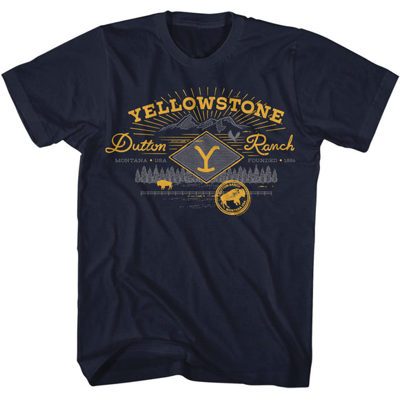Yellowstone Dutton Ranch Founded 1886 Navy Tall T-shirt - Yoga Clothing for You