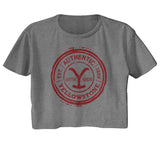 Yellowstone Authentic Est 1886 Ladies Grey Crop Shirt - Yoga Clothing for You