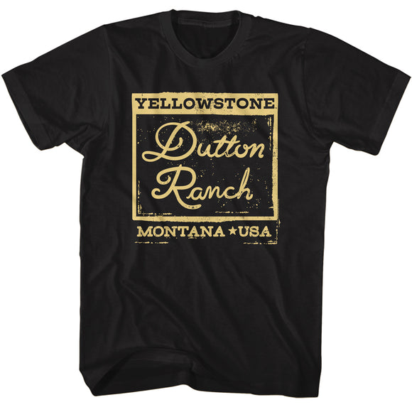 Yellowstone Dutton Ranch Montana USA Square Black T-shirt - Yoga Clothing for You