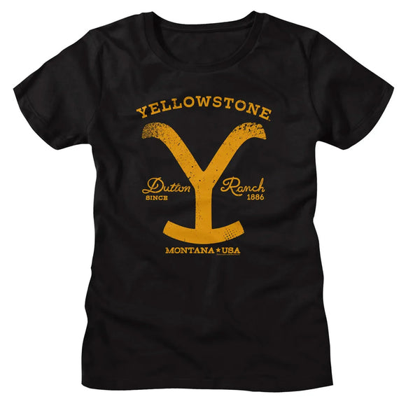 Yellowstone Ladies T-Shirt Dutton Ranch Y Logo Tee - Yoga Clothing for You