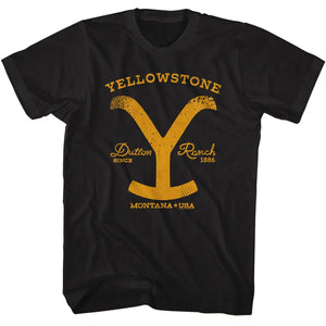 Yellowstone Dutton Ranch Y Logo Black Tall T-shirt - Yoga Clothing for You