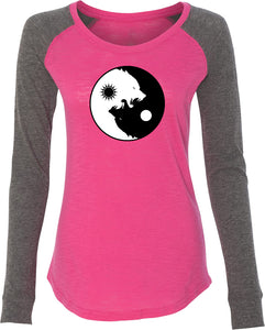 Yin Yang Wolves Preppy Patch Yoga Tee Shirt - Yoga Clothing for You