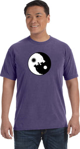Yin Yang Wolves Heavyweight Pigment Dye Yoga Tee Shirt - Yoga Clothing for You