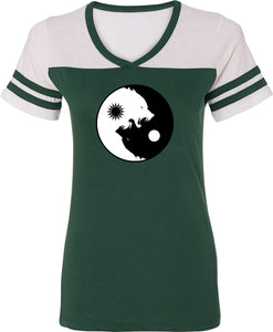 Yin Yang Wolves Powder Puff Yoga Tee Shirt - Yoga Clothing for You