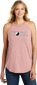 Yin Yang Yoga Text Triblend Yoga Rocker Tank Top - Yoga Clothing for You