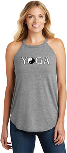 Yin Yang Yoga Text Triblend Yoga Rocker Tank Top - Yoga Clothing for You