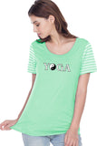 Yin Yang Yoga Text Striped Multi-Contrast Yoga Tee Shirt - Yoga Clothing for You