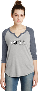 Yin Yang Yoga Text 3/4 Sleeve Vintage Yoga Tee Shirt - Yoga Clothing for You