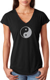 Yin Yang Big Print Triblend V-neck Yoga Tee Shirt - Yoga Clothing for You