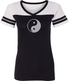 Yin Yang Big Print Powder Puff Yoga Tee Shirt - Yoga Clothing for You