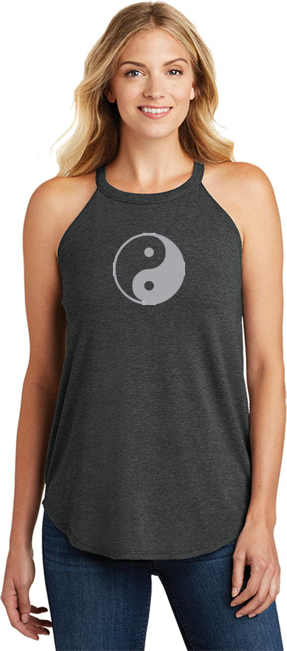 Yin Yang Big Print Triblend Yoga Rocker Tank Top - Yoga Clothing for You