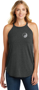 Yin Yang Pocket Print Triblend Yoga Rocker Tank Top - Yoga Clothing for You