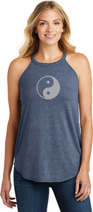 Yin Yang Big Print Triblend Yoga Rocker Tank Top - Yoga Clothing for You