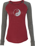 Yin Yang Big Print Preppy Patch Yoga Tee Shirt - Yoga Clothing for You