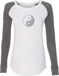Yin Yang Big Print Preppy Patch Yoga Tee Shirt - Yoga Clothing for You