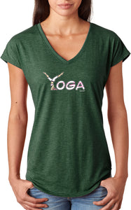 Yoga Spelling Triblend V-neck Yoga Tee Shirt - Yoga Clothing for You