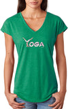 Yoga Spelling Triblend V-neck Yoga Tee Shirt - Yoga Clothing for You
