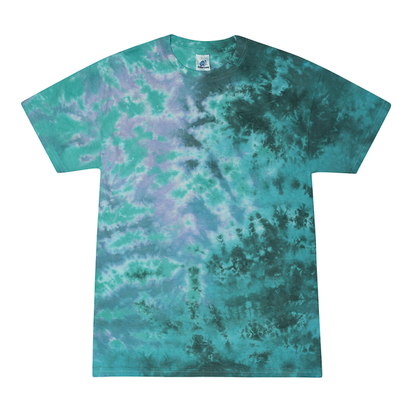 Tie Dye Multi Color Blotched Classic Fit Crewneck Short Sleeve T-shirt for Kids, Zero G - Yoga Clothing for You