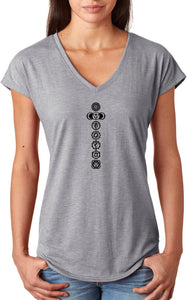 Black 7 Chakras Triblend V-neck Yoga Tee Shirt - Yoga Clothing for You