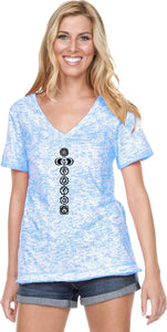 Black 7 Chakras Burnout V-neck Yoga Tee Shirt - Yoga Clothing for You