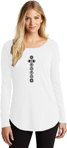 Black 7 Chakras Triblend Long Sleeve Tunic Yoga Shirt - Yoga Clothing for You