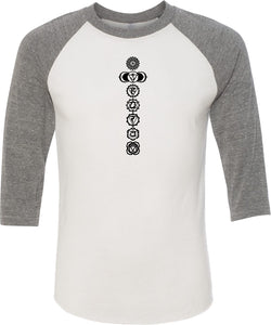 Black 7 Chakras Eco Raglan 3/4 Sleeve Yoga Tee Shirt - Yoga Clothing for You
