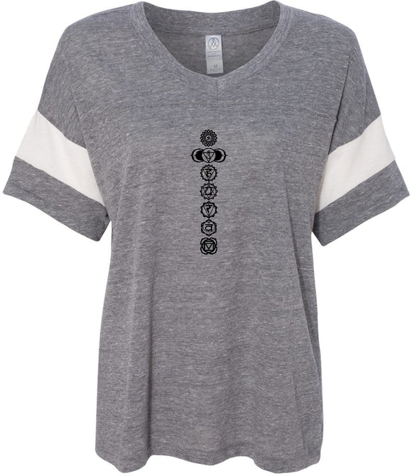 Black 7 Chakras Eco-Friendly V-neck Yoga Tee Shirt - Yoga Clothing for You