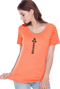 Black 7 Chakras Striped Multi-Contrast Yoga Tee Shirt - Yoga Clothing for You