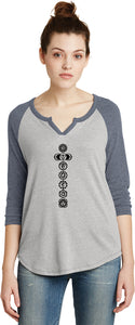 Black 7 Chakras 3/4 Sleeve Vintage Yoga Tee Shirt - Yoga Clothing for You