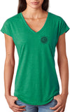 Black Lotus OM Patch Pocket Print Triblend V-neck Yoga Tee - Yoga Clothing for You