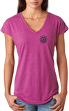 Black Lotus OM Patch Pocket Print Triblend V-neck Yoga Tee - Yoga Clothing for You