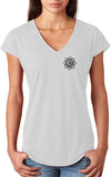 Black Lotus OM Patch Pocket Print Triblend V-neck Yoga Tee - Yoga Clothing for You