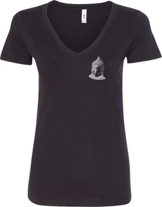 Buddha Pocket Print Ideal V-neck Yoga Tee Shirt - Yoga Clothing for You