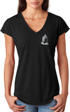 Buddha Pocket Print Triblend V-neck Yoga Tee Shirt - Yoga Clothing for You