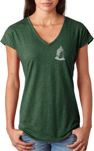 Buddha Pocket Print Triblend V-neck Yoga Tee Shirt - Yoga Clothing for You