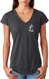 Buddha Pocket Print Triblend V-neck Yoga Tee Shirt - Yoga Clothing for You