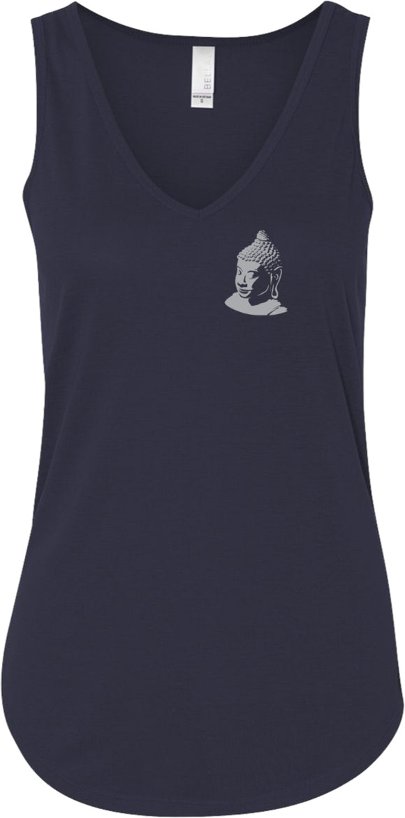 Buddha Pocket Print Flowy V-Neck Yoga Tank Top - Yoga Clothing for You